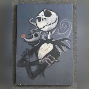 Vintage Disney Jack Skellington & Zero mounted canvas art print